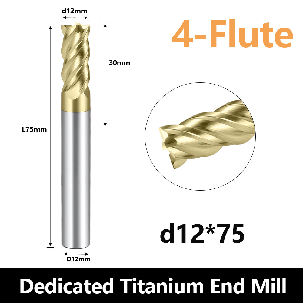 Carbide Titanium alloy End Mills 4 Flute ZrN Coating,for Titanium alloy. (D12*30*D12*75L*4F)
