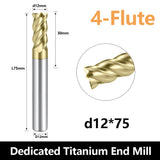 Carbide Titanium alloy End Mills 4 Flute ZrN Coating,for Titanium alloy. (D12*30*D12*75L*4F)