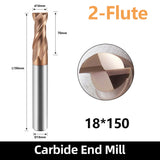 HRC55 Carbide Square End Mills-2 Flute TiSiN Coated,for Milling Alloy Steels, Hardened Steel, Metal etc. (D18*150mm)