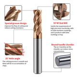 BD550 4 Flutes solid carbide flat end mill with a blade diameter of 1-20 mm, suitable for CNC machine tools