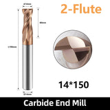 HRC55 Carbide Square End Mills-2 Flute TiSiN Coated,for Milling Alloy Steels, Hardened Steel, Metal etc. (D14*150mm)