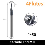 HRC60 Carbide Square End Mills-4 Flute TiSiN Coated for Milling Alloy Steels, Hardened Steel, Metal etc.size D1x50mm