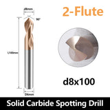 Carbide Spotting Drill Bits TiSiN Coated for Alloy Steels,Carbide Steel, Stainless Steel etc. (D8*100)