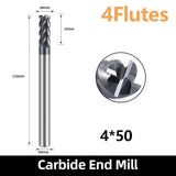 HRC60 Carbide Square End Mills-4 Flute TiSiN Coated for Milling Alloy Steels, Hardened Steel, Metal etc.size D4x50mm