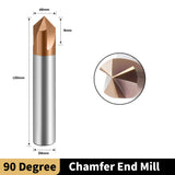 Carbide Chamfer End Mills 3 Flute TiSiN Coating V Groove  for Different Material Like Steel Copper Alloy. (D6*50L*3F*90°)