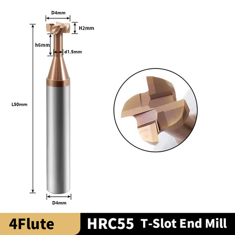 HRC55 T-Slot End Mill – AlTiN + TiSiN Coating for T-Slot & Undercut Groove Machining on Hardened Steel