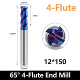 HRC65 Carbide Square End Mills-4 Flute TiSiN Coated for Milling Alloy Steels, Hardened Steel, Metal etc.size D12x150mm