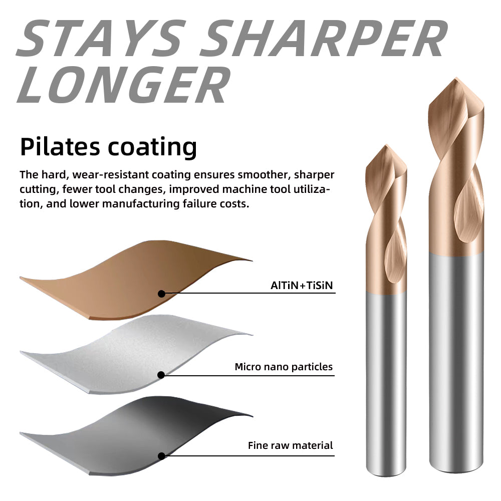 Carbide Spotting Drill Bits TiSiN Coated for Alloy Steels,Carbide Steel, Stainless Steel etc. (D18*100)