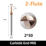 HRC55 Carbide Square End Mills-2 Flute TiSiN Coated,for Milling Alloy Steels, Hardened Steel, Metal etc. (D2*50mm)
