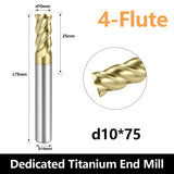 Carbide Titanium alloy End Mills 4 Flute ZrN Coating,for Titanium alloy. (D10*25*D10*75L*4F)